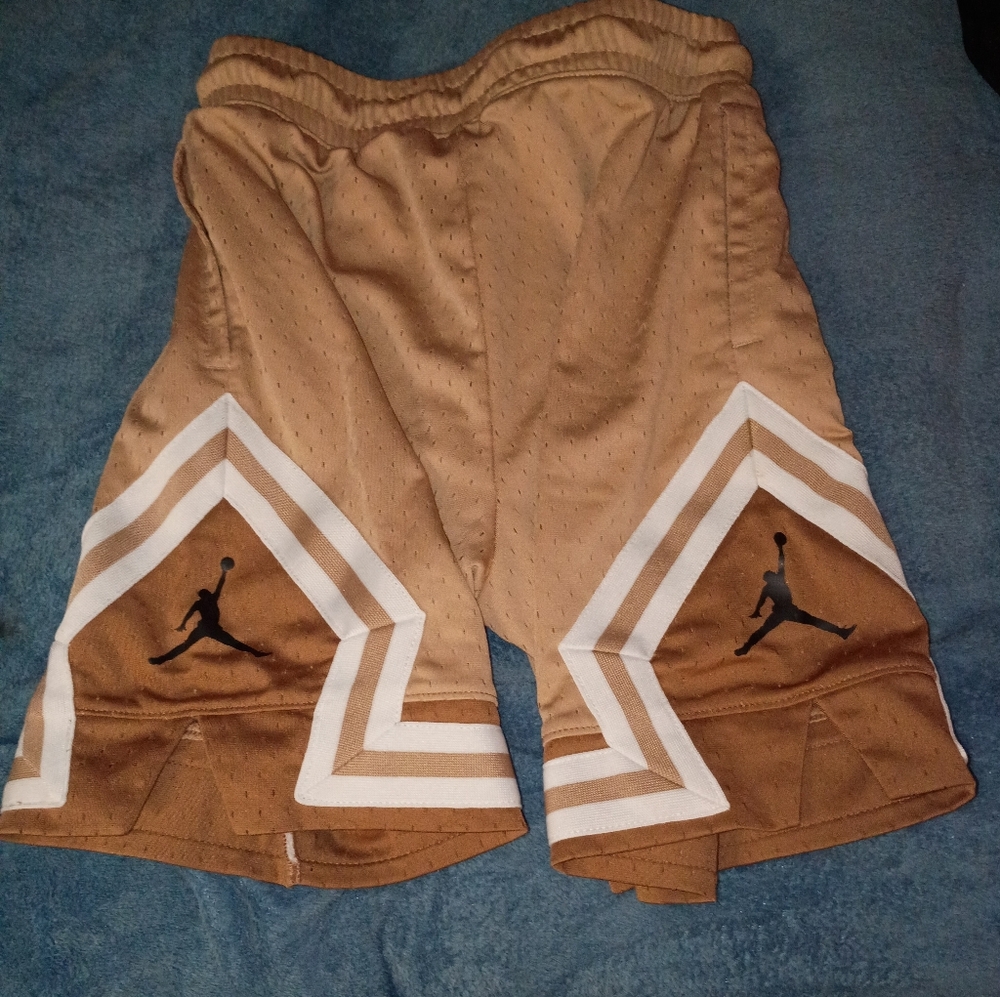 Jordan Tan Basketball Shorts with White Chevron